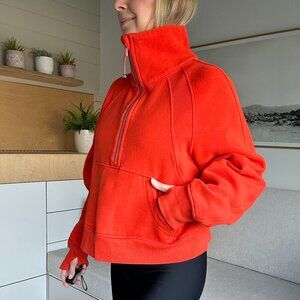 Lululemon Cropped Quarter Zip Orange Sweatshirt Size Small